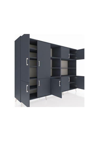 Hyperion Dolap 14 Raflı 9 Kapaklı 220x44x163 Antrasit-antrasit Antrasit-antrasit