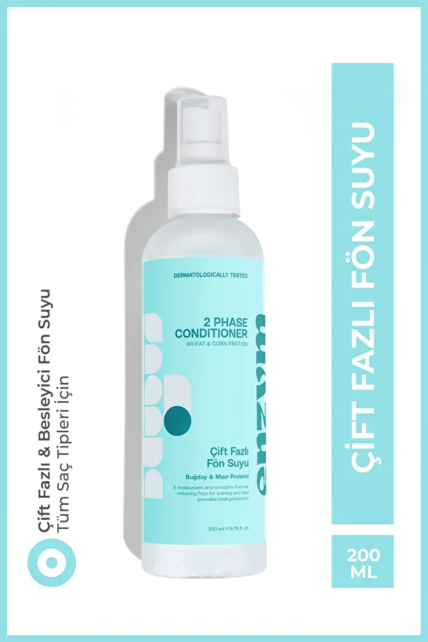 Enzym Cosmetics Çift Fazlı Elektriklenme Karşıtı Ve Isı Koruyucu Fön Suyu Buğday Protein Saç Spreyi 200 Ml
