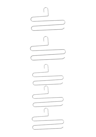 Edora Home 5'li Dolap İçi 3 Katlı Gümüş Pantolon Askılık - Metal Paslanmaz Gümüş