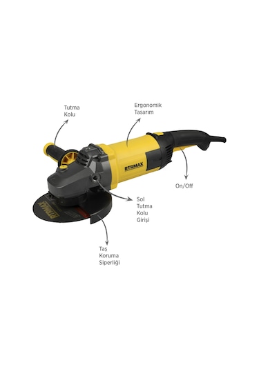 Rtrmax RTM1180 Büyük Taşlama Makinası 180 mm 2300 W