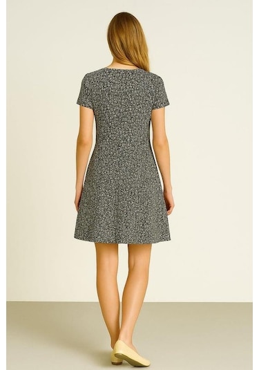 2 Adet Dökümlü Rahat Kalıp Günlük Penye Kumaş Elbise İndigo-antrasit