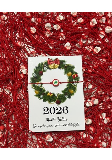 Yılbaşı Yeni Yıl Dilek Bilekliği 2026 Özel Tasarım Kartlı Hediyelik 10 Adet