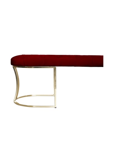 VİEGO GOLD BORDO-Kapitoneli Model Puf&Bench&Koltuk-Oturak-Uzun Makyaj Puff-Yatak Odası Ucu&Önü