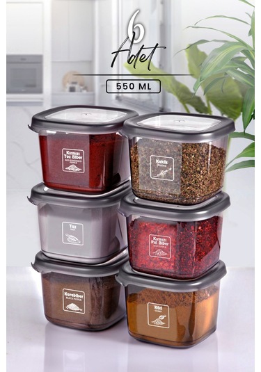 Kitchen Life 6'lı Etiketli Boly Kare Saklama Kabı Seti 550ml