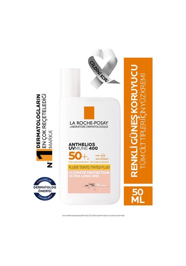 La Roche Posay Anthelios Uvmune Fluide Yüksek Korumalı Renkli Yüz Güneş Kremi SPF50+ 50 ML