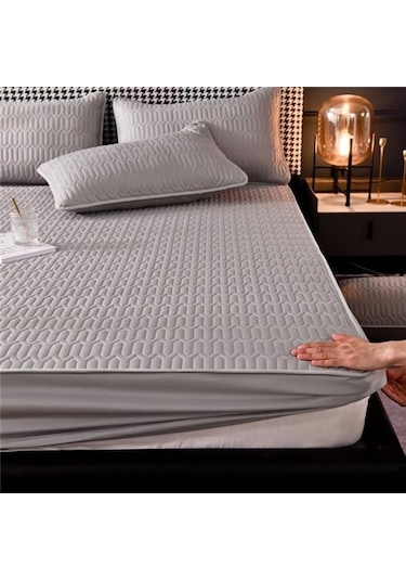 Novahub Koyu Mavi Kalın Kapitone Yatak Örtüsü - 120x200cm Yatak Kraliçe Kral Kaymaz Çarşaf Toz Kapağı Koyu Mavi