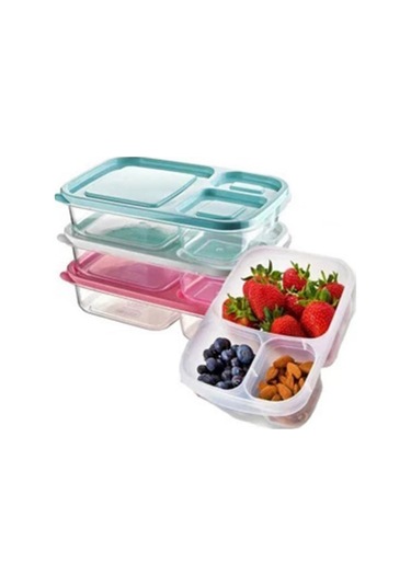 3 Bölmeli Sefer Tası Pratik Kolay Gıda Diyet Saklama Erzak Kabı Çok Renkli