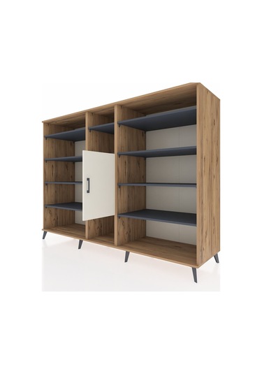 Kronos Dolap 12 Raflı Tek Kapaklı 220x59x163 Çam-aytaşı/antrasit Çam-aytaşı/antrasit