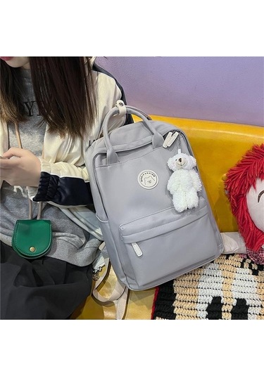 Dancemonkey Sırt Renk Okul Öğrenci Naylon Kadın Düz Çantası Çantası Çanta Beyaz Jl Beyaz