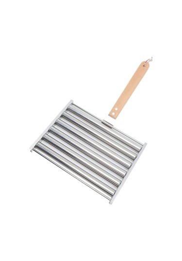 Skycity Çelik Paslanmaz Sosis Döndürücü Rafı, 6 Çubuklu Orta Boy, Ahşap Kollü, 4 İğne İçeren, Partiler Ve Kamp İçin Taşınabilir Izgara Aleti Diğer