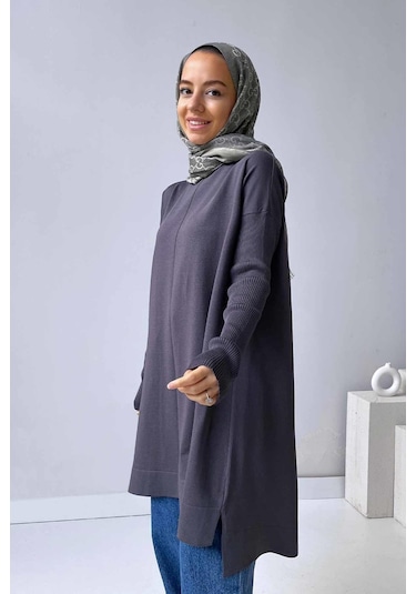 Mira Merserize Tunik - Füme Füme