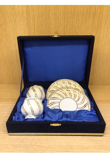 Güral Porselen El Yapımı 2 Kişilik 4 Parça Türk Kahve Takımı