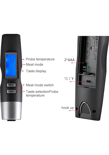Sones Ts-bn60 Mutfak Gıda Pişirme Çift Çatal Termometresi Arka Aydınlatmalı