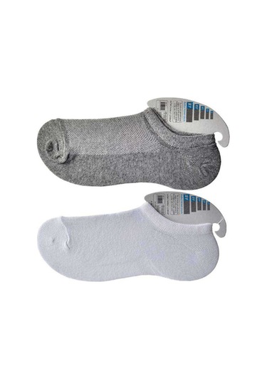 Gri Ve Beyaz Erkek Görünmez Çorap 9 Çift Antra Melanj