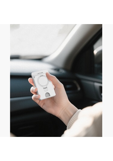 Lenyes Pw0006d Pd 20w Hızlı Şarj Özellikli Kartlıklı Standlı Wireless Powerbank 15w 5000mah Beyaz