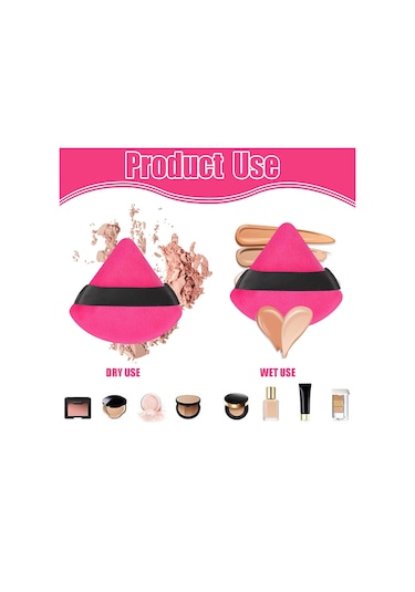 12 Adet Üçgen Pudra Puf, Yüz İçin Yumuşak Makyaj Puf, Gevşek Pudra Ve Kozmetik Fondöten İçin Güzellik Süngeri, Sabitleyici Pudra Puf Blender Makyaj Aleti Siyah, Gül Kırmızısı