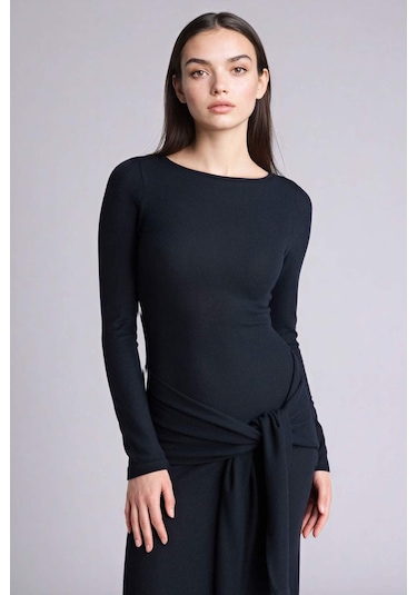 Defacto Bodycon Vücudu Saran Penye Midi Elbise G7878ax26spnv253 Lacivert-nv253