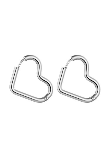 Chavin Çelik Kalp Dizayn Gri Bayan Küpe Eu81 Gümüş