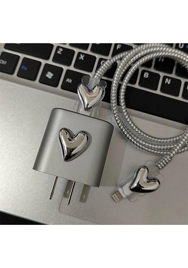 Iphone 18w/20w Uyumlu Şarj Kablosu Ucu Ve Şarj Başlığı Kılıfı Kalp 2