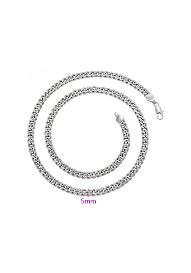 Platin Kaplama Klasik Gurmet Zincir Kolye / 50 Cm Silver