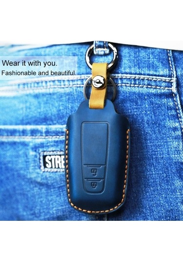 Tongxida Toyota Araba Uyumlu Sığır Derisi Anahtar Koruyucu Kapak Kılıfı Üç Anahtar Versiyonu Kırmızı 2 Adet