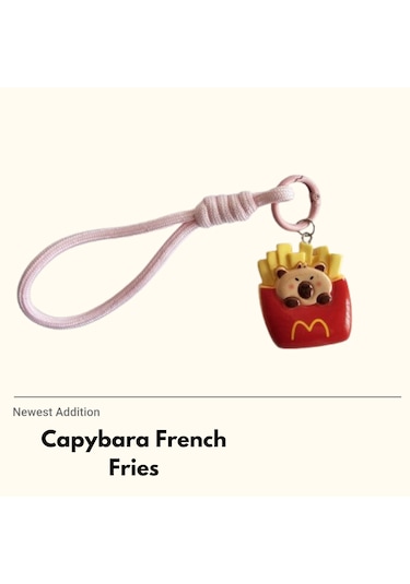 Capybara French Fries Anahtarlık Charm Kırmızı - Sarı