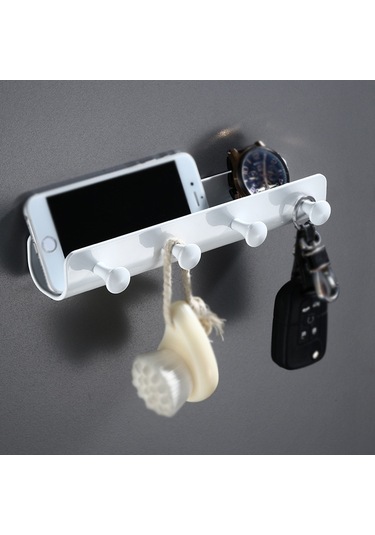 Sones Um112 Ev Depolama Kancası Duvar Dekorasyonu Cep Telefonu Rafı, Özellikler: Beyaz 4 Kanca Diğer