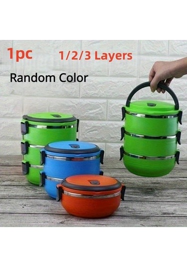 Sunshine011 1 Katman Paslanmaz Çelik Izotermal Yemek Kabı, Sızdırmaz Taşınabilir Rastgele