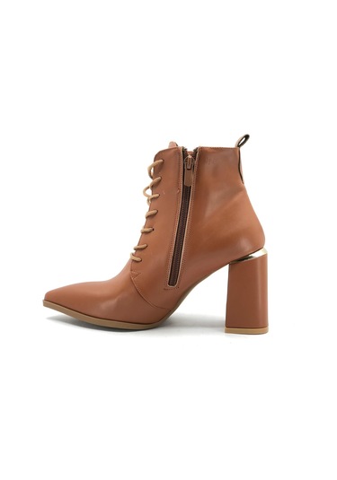 Feles Bağcıklı Kadın Topuklu Bot Taba