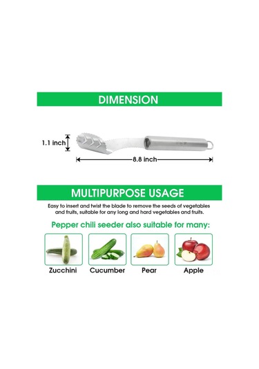 Honmex Çelik Biber Tohum Çıkarıcı, Tüm Biber Boyutları İçin Uygun, Tohum Bölümü İçeren, Pratik Mutfak Aracı