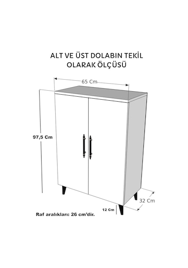 Meta 6 Raflı 4 Kapaklı Çok Amaçlı Xl Dolap Mutfak Banyo Balkon Erzak Killer Dolabı Çam-antrasit