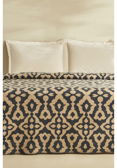 Karaca Home Rina Çift Kişilik Pamuklu Battaniye Lacivert