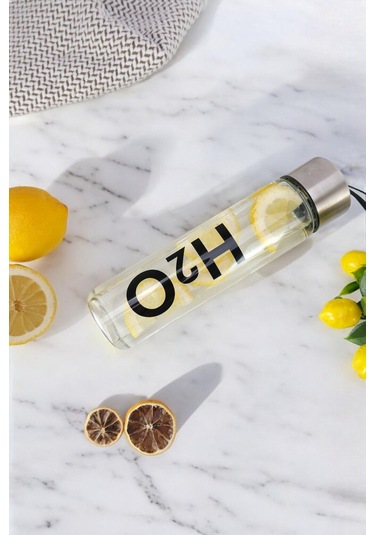 H2o Borosilikat Metal Kapaklı Cam Matara 450 Ml C1-1-18