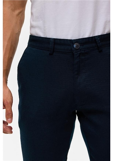 Süvari Lacivert Slim Armürlü Pantolon Lacivert