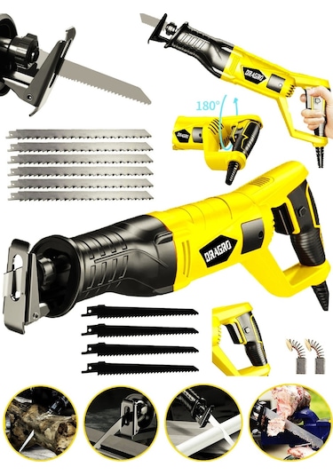 Dragro GRZ-tlk9000 Sarı 10 Uç 9000 Sjs 6 Kademe Devir Ayarli Bakir Sargili Beton Tuğla Kemik Kesme Tilki Kuyruğu