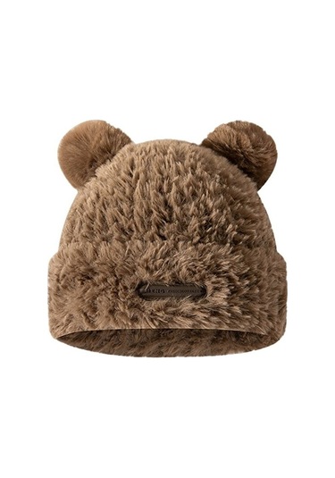 Sevimli Ayı Desenli Yün Örme Şapka Ve Kulaklık Seti - Sonbahar Ve Kış İçin Peluş Kaplamalı Isıtıcı Kulaklıklar, Yüz Koruyucu Gösterişli Kazak Desenli Şapka Modelleri Yeşil