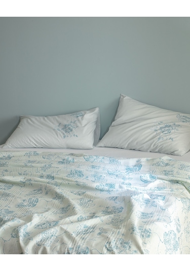 Berne Tek Kişilik Pamuklu Ecocell Baskılı Pike Takımı - Mint Yeşili 8684427025321 Yeşil