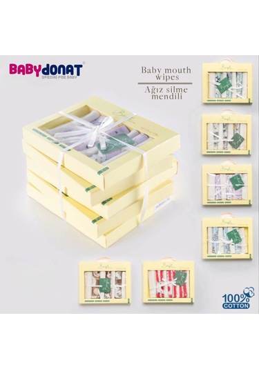 7 Adet Erkek Bebek Ağız Silme Mendili 100% Pamuk 0 - 6 Ay