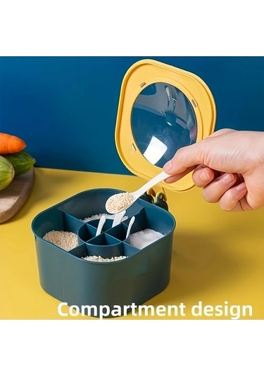 Trendooze Gaojunshop01 Mavi Yeşil 4lü Büyük Kapasiteli Baharat Kutusu Seti Kapaklı Kaşıklı Mavi Yeşil Ev Baharatları İçin İyil Mavi - Yeşil