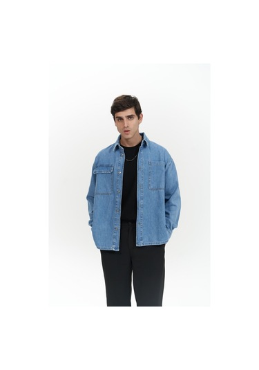 Mai Collection Mai Studios Co. Ethan Mavi Unisex Jean Gömlek Mavi