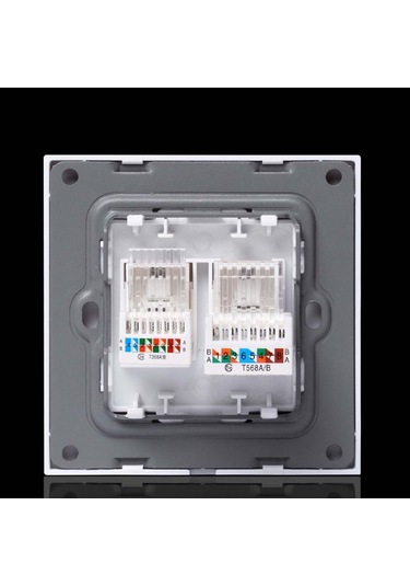 Homyl Çift Ethernet Duvar Plakası Ağ Kablosu Soketi 86mmx86mm