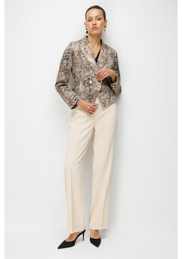 Ekol Kadın Leopar Desenli Crop Ceket 1050 Leopar LEOPAR