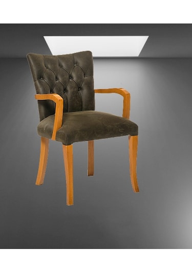 Sandalye Zus160 YARIM KOLÇAK Model Kayın Retro Ayak Doğal renk Babyface kumaş kapitone El Yapım