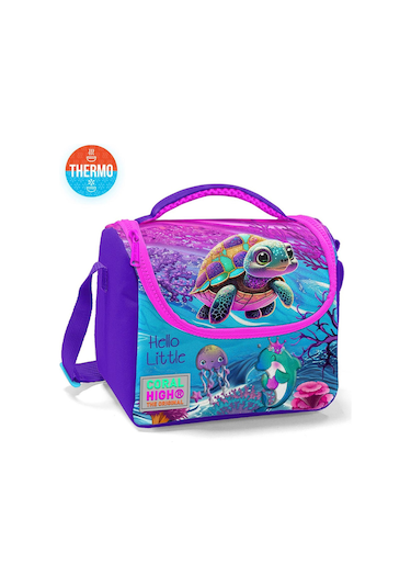 Coral High Kids Pembe Mor Kaplumbağa Desenli Thermo Beslenme Çantası 11756