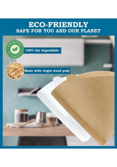 Ruicoo "v60 Kahve Filtre Kağıdı - 100 Adet, Premium Aromalı, Çevre Dostu, Kolay Kullanım" Beyaz