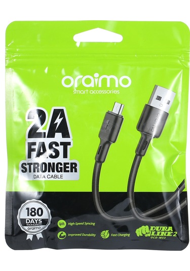 Geeksen Oraimo Micro-usb Hızlı Şarj Ve Veri Kablosu 5v/2a 1m Siyah - Kaliteli Bakır Çekirdekli Dayanıklı Tüp
