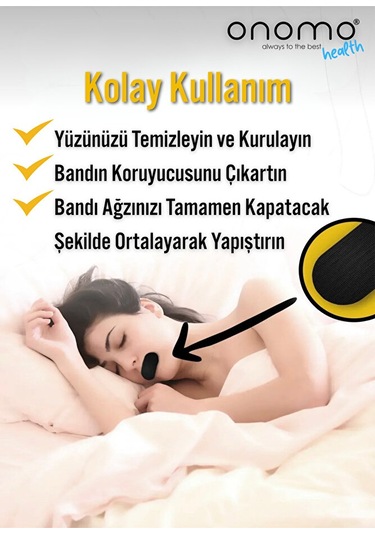 Health Ağız Bandı Siyah Horlama Önleyici Ağız Kapama Hipoalerjenik Uyku Bandı 30'lu