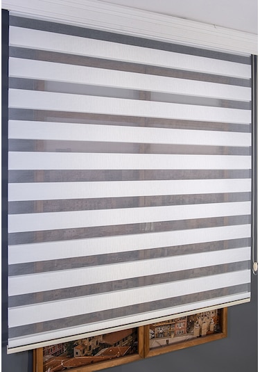 Beyaz Bambu Zebra Perde Beyaz