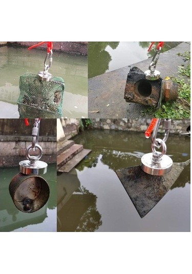 Ø80 Mm Fishing Magnet - Kancalı Kurtarma Mıknatısı - Neodyum Deniz Mıknatısı - Halkalı Mıknatıs - 175 Kg Taşıma Gücü
