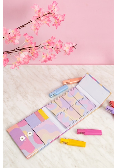 Studi Manyetik Kapaklı Notluk Seti - Renkli Desen